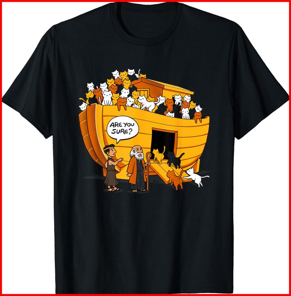 Noah's Ark Cats Breeds Religious Christian Cat Lover Bible black T-Shirt S-5XL