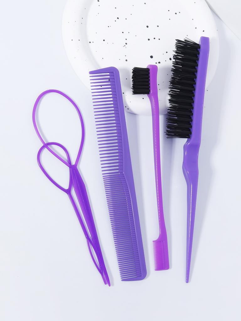 5-piece/set Styling Double-sided Hair Cutting Comb Double-sided Edge Brush Weaving Tool Ring Set Special for Real Hair Wigs