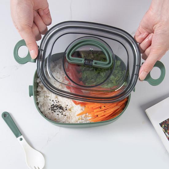 Герметичный ланч-бокс Bento 1400 мл/2000 мл с вилкой, штабелируемый многоразовый для детей и взрослых, микроволновая печь, сейф для посудомоечной машины и морозильной камеры