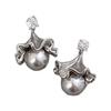 New unique design ginkgo biloba pearl stud earrings women's 111 silver needle light luxury high-end temperament earrings earrings