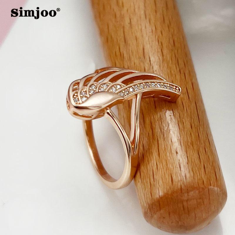 SIMJOO кольцо цвета розового золота с цирконом «Крыло ангела» для женщин