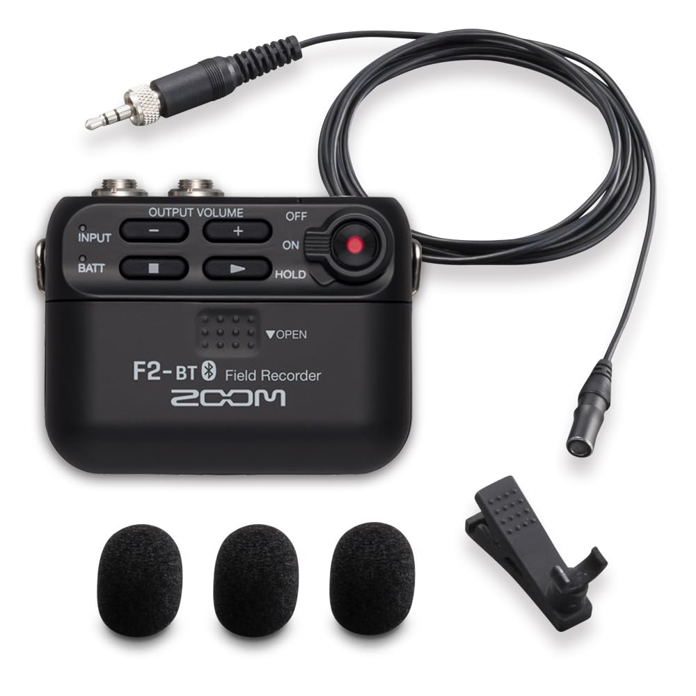 ZOOM Lavalier Microphone Float Bluetooth for Black F2-BT Included, 32-bit Recording, Distortion-Free Ultra-Compact Recorder, Compatible, YouTube/Vlog