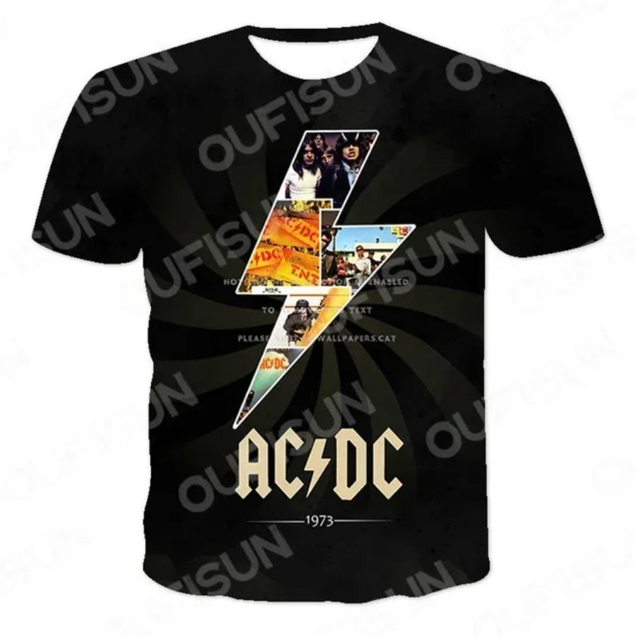 Мужские и женские футболки с круглым вырезом и короткими рукавами, футболки с принтом AC DC 3D, топы в стиле поп-рок, уличные повседневные топы, новая летняя мода