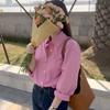 Женская розовая рубашка из чистого хлопка, не скатывающаяся: Свободный весенний топ в корейском стиле