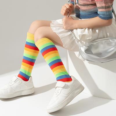 Девочки Мальчики Малыши Мультфильм Конфеты Детские Длинные Носки Детские Гольфы Длинные Мягкие Хлопковые Красочные Полосатые Детские Чулки Школьные Весна Осень