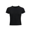 Solid Color Round Neck Sports T-Shirt Women Tops Black 1374607-001