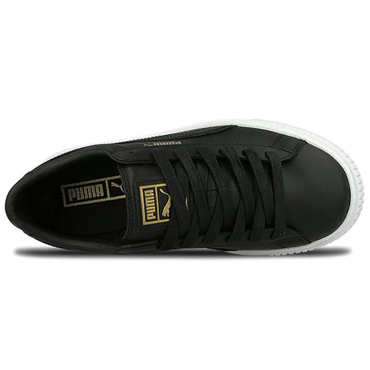 Puma Womens Basket Platform Core 'Black Gold' (women's sizes) Black / Gold / White Skateboard Shoes 364040 03