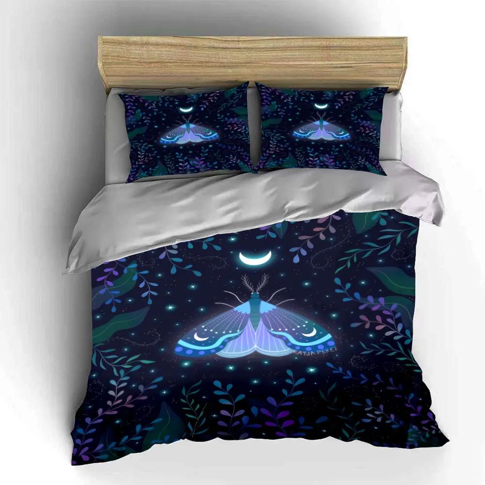 "Moonlight Moth Decorative Art Set" Soft Comfortable Duvet Cover Bedding Set Included 1*Duvet Cover & 2*Pillowcases, gift
