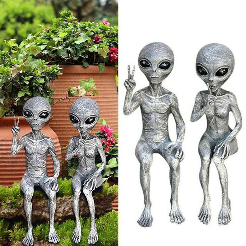 Outer Alien Space Garden Statue Figurine Ornaments Home Yard Decor Sculpture
