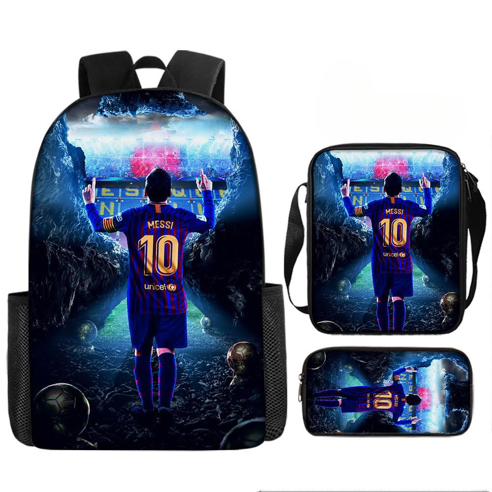 Мультяшный Месси Футбольная Печать Детский Рюкзак на Двойных Плечевых Лямках Для Использования в Школе