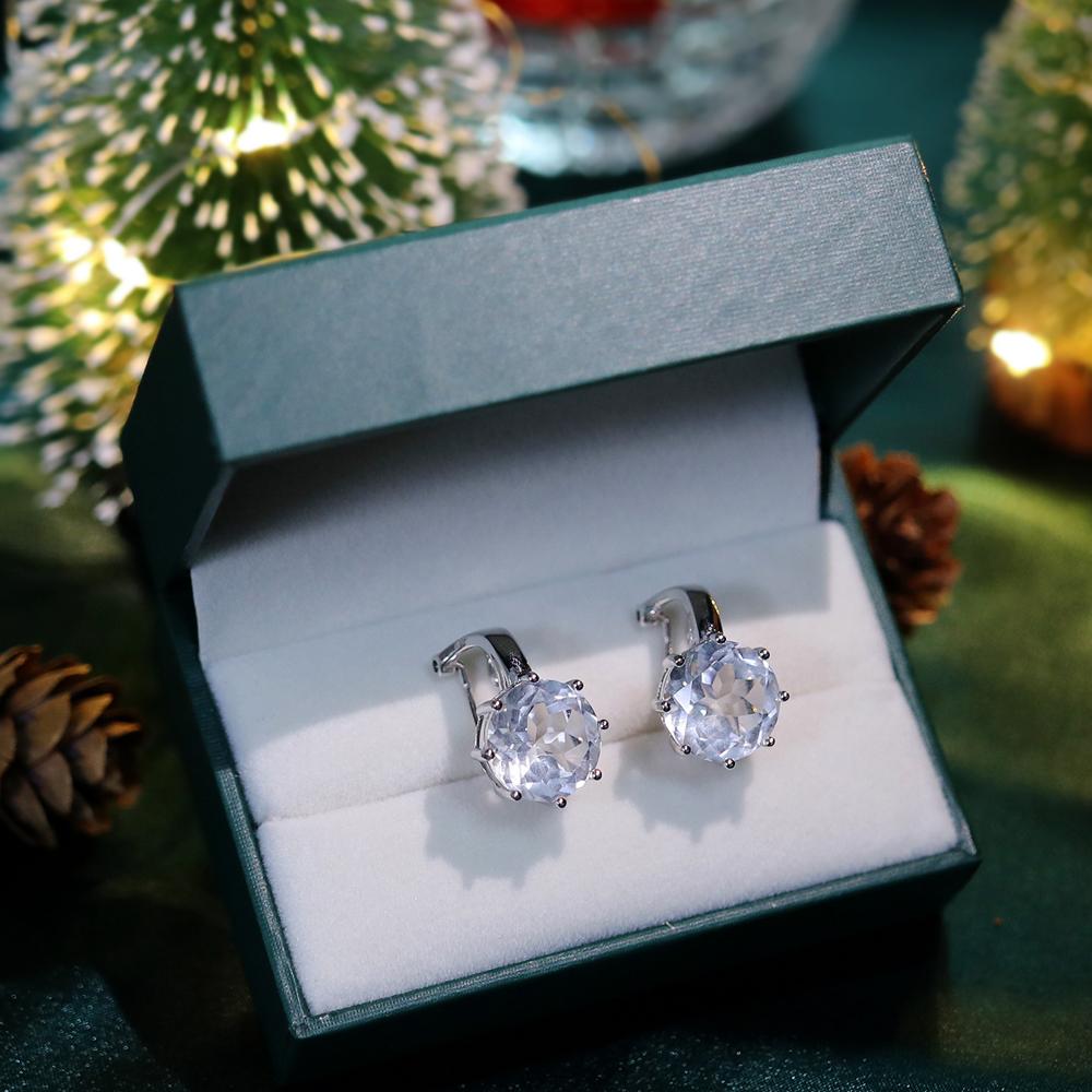 Простые модные серьги круглого дизайна с натуральным белым кварцем, новые женские ювелирные изделия из стерлингового серебра 925 пробы, повседневная одежда, подарок