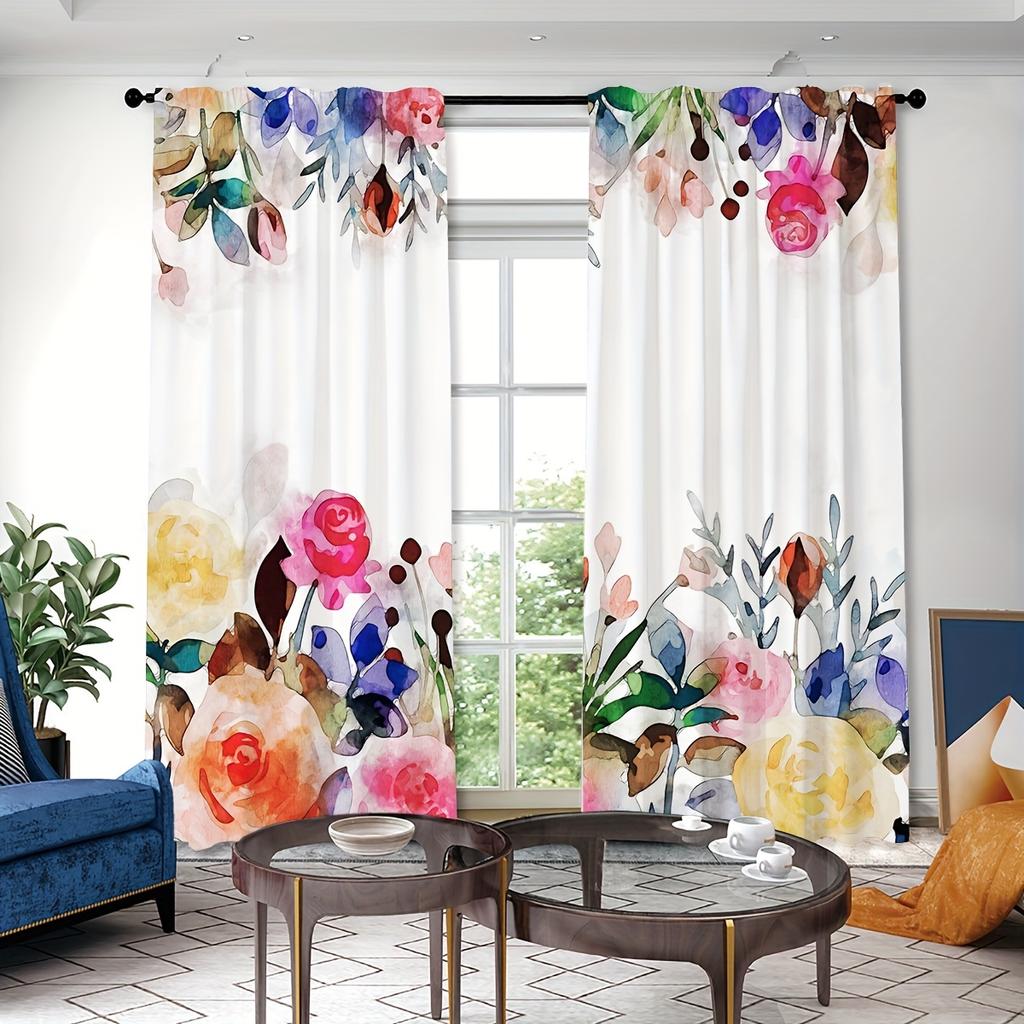 2 шт. красочные цветочные узоры занавески декоративные оконные драпировки оконные украшения для спальни гостиной украшения дома cortinas