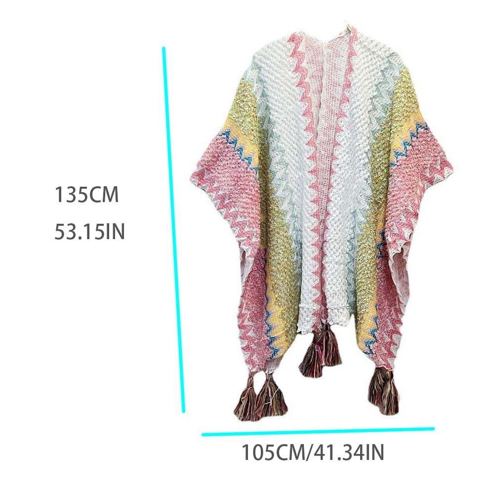 Wave Winter Knitted Scarf Tassel Large Neck Scarves Luxury Ethnic Style Shawl Travel