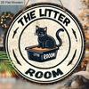 Rustic Wooden Sign with Cute Black Cat Pattern - The Litte Room Round Sign for Pet's Door Hanging Decor - Ideal Home Decoration