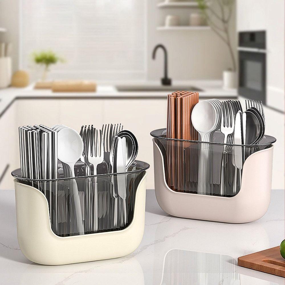 Органайзер для палочек, вилок, ложек с противоскользящим дном, 3 отделения, держатель для хранения с дренажем, кухонные принадлежности