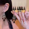 Французские серьги-кисточки в стиле ретро, имитация темного кристалла, для женщин