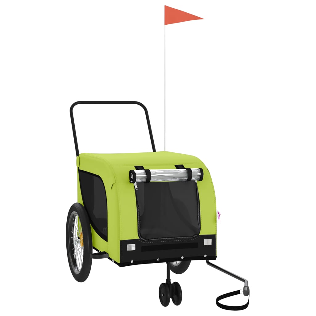 Bicycle Trailer for Dogs Green and Black Oxford Fabric & Iron