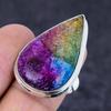 Natural Rainbow Solar Quartz 925 Sterling Silver Jewelry Ring Size 8 u4K83