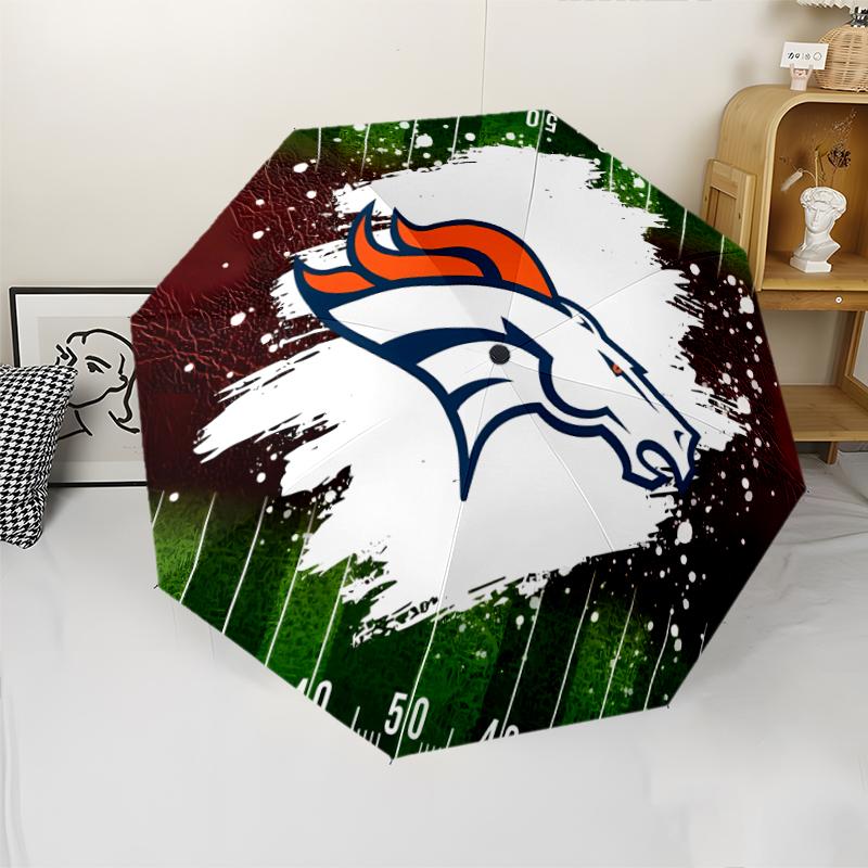 Автоматический зонт с принтом LOGO Denver Broncos, 8 спиц, железный каркас, пластиковая ручка, подходит для путешествий на открытом воздухе и на каждый день, идеальный подарок