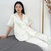 1011 Spring and Summer New Ice Silk Peony Printed Pajamas Women's Xiaoqing Fresh Air Short-sleeved Trousers Loungewear Two-piece Set