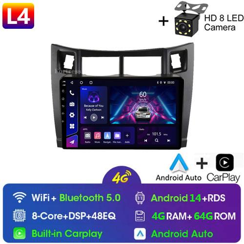 4G+64G автомобильный мультимедийный проигрыватель для Toyota Yaris 2007 Radio Fascia Car Radio 2005 - 2012 Android GPS навигатор 2 Din carplay стерео
