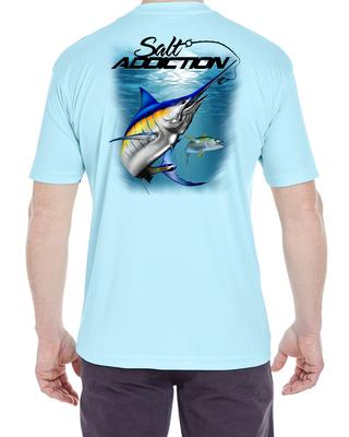 Unisex Shirt Cotton Oversize Large Size Salt Addiction Short Sleeve Micro Fiber Marlin Ocean Fishing T-Shirt Uv 30