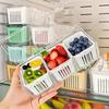 Большой контейнер для хранения продуктов с 3 отделениями, поддоном и крышкой для лука-шалота и чеснока, кухонный холодильник