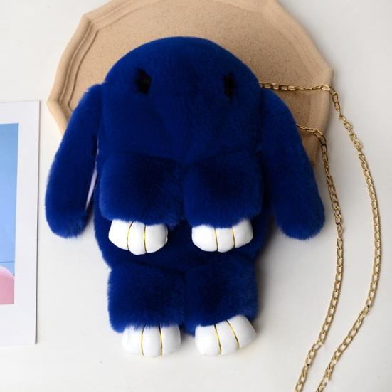 Messenger Bag Cartoon Bunny Shapr Furry Fluffy Soft Touch Plush Chain Shoulder Strap Large Capacity Zipper Closure Lady Shoudler Bag Crossbody Bag