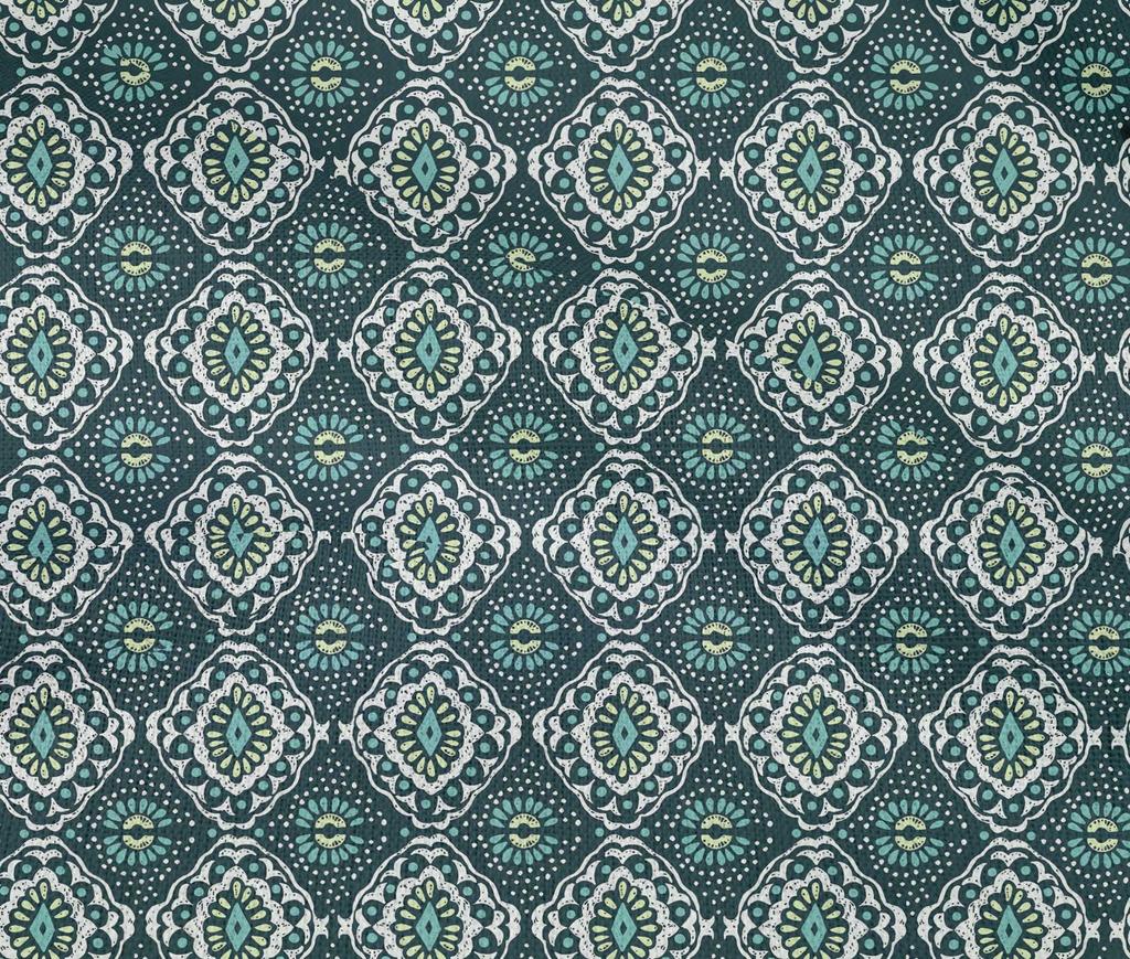 oneOone Cotton Flex Dark Teal Green Fabric Abstract Traditional Craft Projects Decor Fabric Printed By The Yard 40 Inch