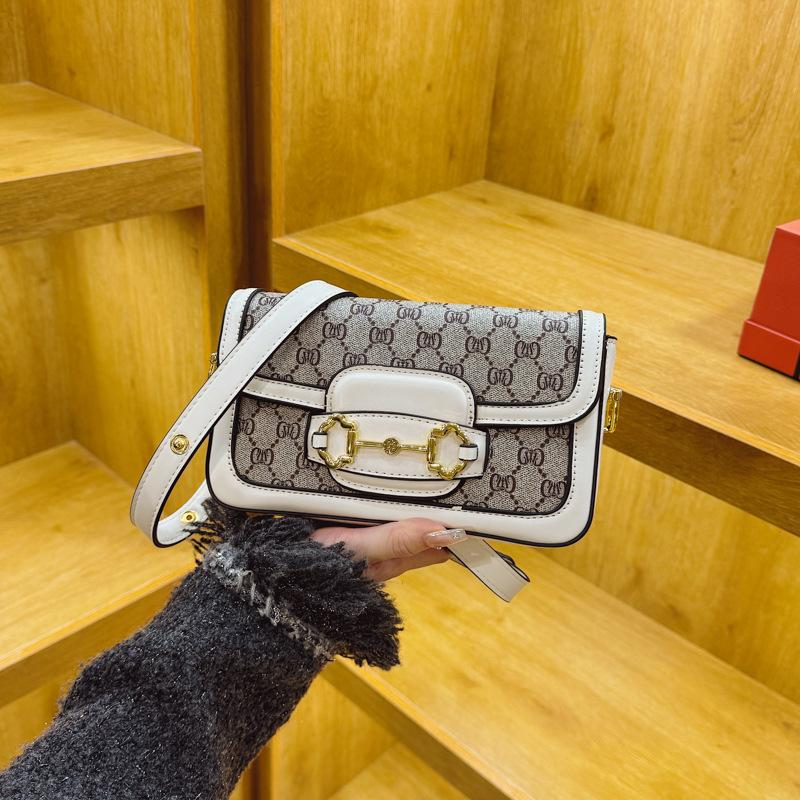 Small Bag Women's New Women's Bag Saddle Bag Retro Printed Small Square Bag Women's Messenger Bag