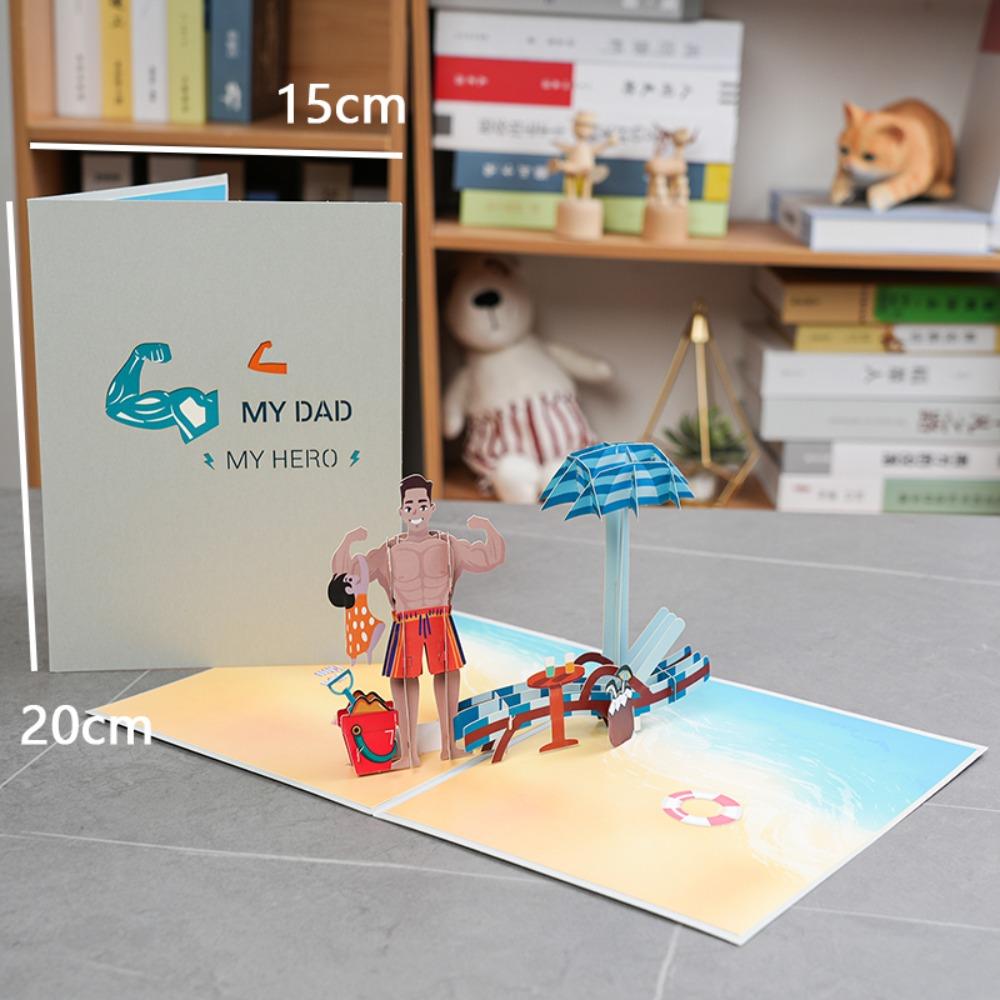 Holiday Gift Pop-Up For Dad Handmade Gift Greeting Card Happy Fathers Day Card 3D Stereo