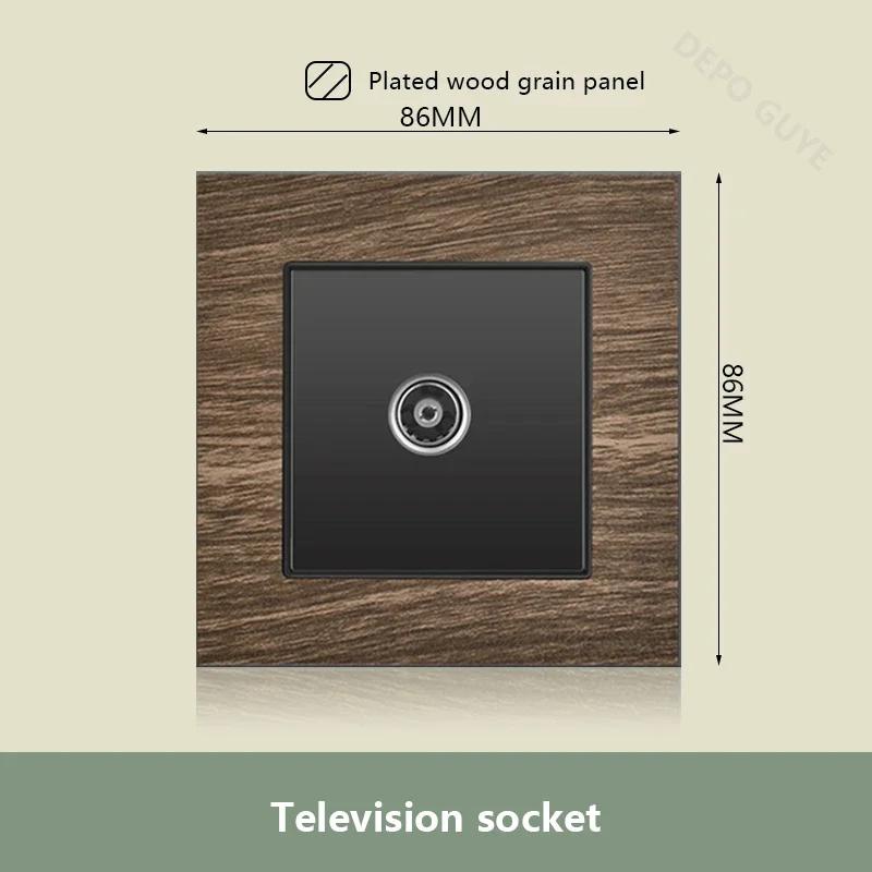 Двойная розетка UK 18W Type-C с функцией быстрой зарядки, универсальная электрическая розетка USB в стиле ретро с отделкой под дерево, электрический настенный выключатель света 220 В