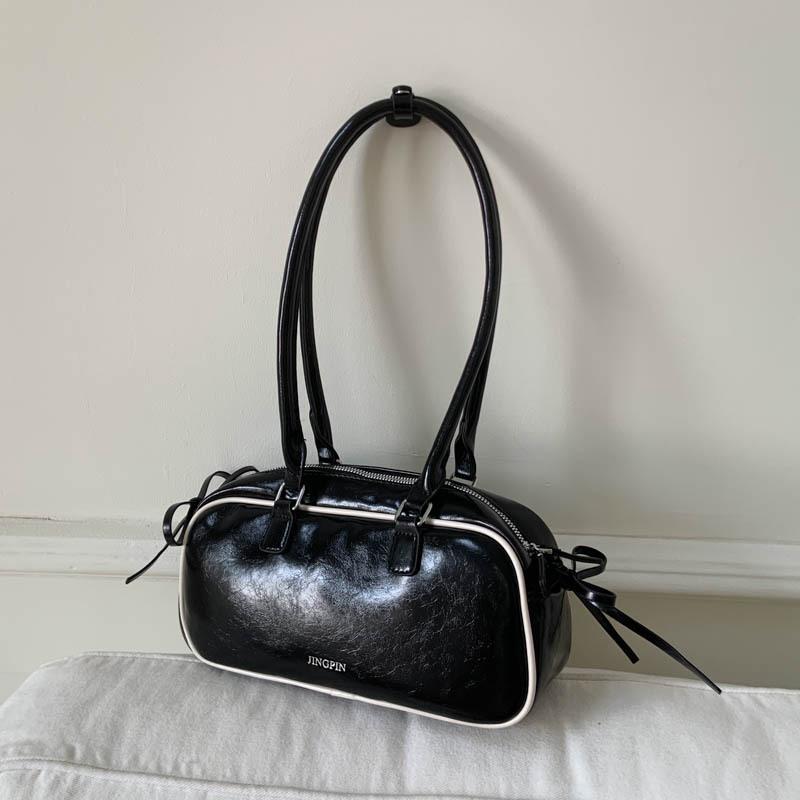 2025 new niche ballet style bow underarm baguette bag women's foreign style simple commuter portable shoulder bag