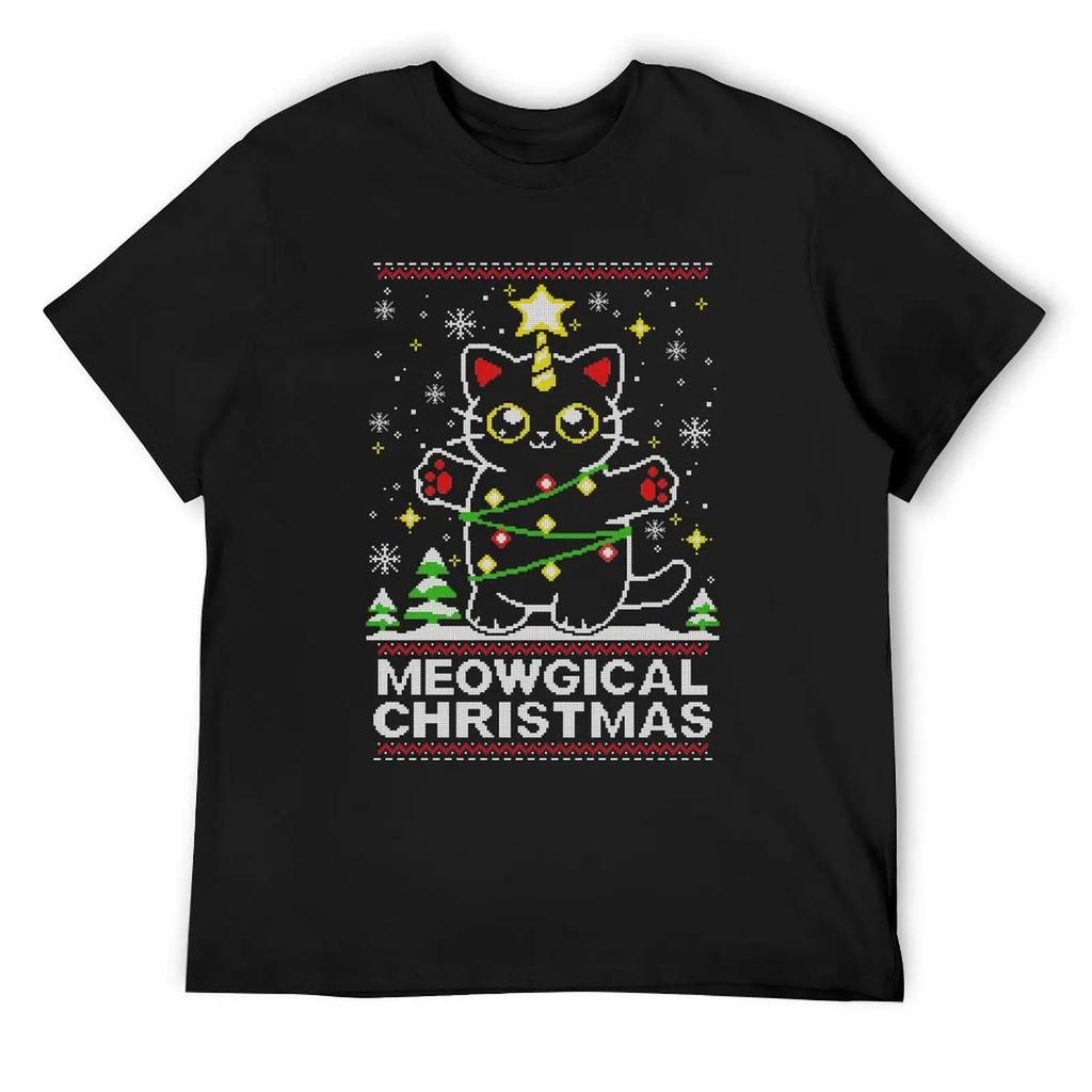 Meowgical Cat Christmas T-Shirt Custom T Shirt Customs Design Your Own Men T Shirts High Quality
