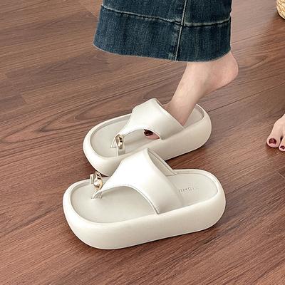 Модный дизайн, толстая подошва, увеличивающий рост набор шлепанцев с перемычкой для пальца, женские 2025 лето, новые, повседневные, универсальные, пляжные, крутые шлепанцы