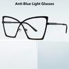 Oversized Cat Eye Butterfly Glasses Women Trendy Clear Anti Blue Light Computer Glasses
