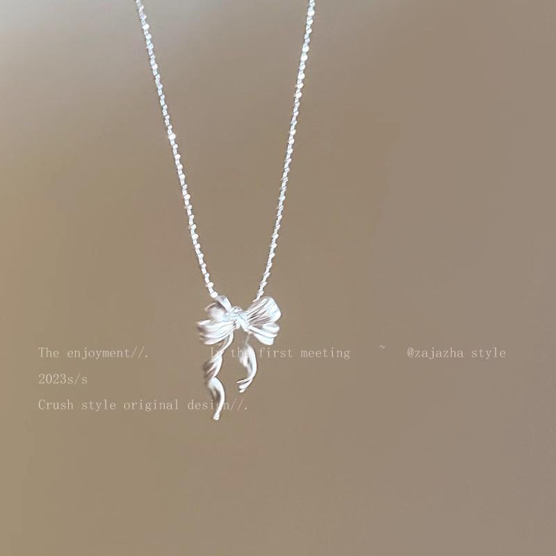 Корейское модное нежное ожерелье-бантик: Элегантная высококачественная цепочка Fairy Clavicle