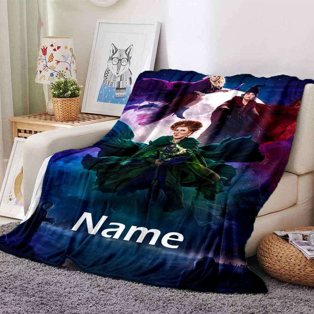Custom Name Hocus Pocus Theme Printed Blanket - Perfect for Couch, Bed, Travel & Outdoor Use | Machine Washable, Cozy & Durable.