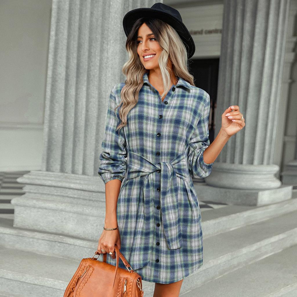Casual Shirt Dress Autumn Women Long Sleeve Maxi Dresses Laides Turn-down Collar Office Dresses