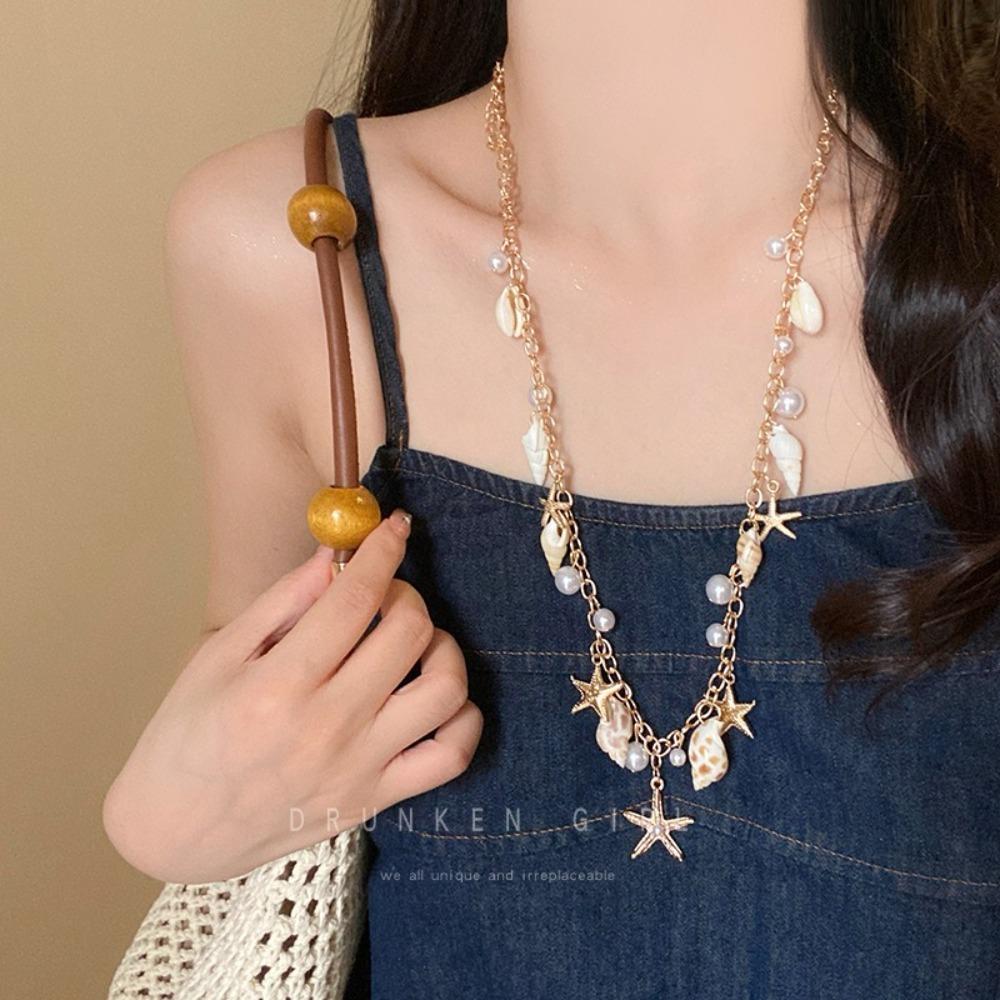Shell Beads Neck Chain Sea Star Jewelry Accessories New Necklace Women