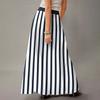 Женская повседневная складная юбка макси с высокой талией, драпированная, свободного кроя, с карманом, в полоску, в клетку