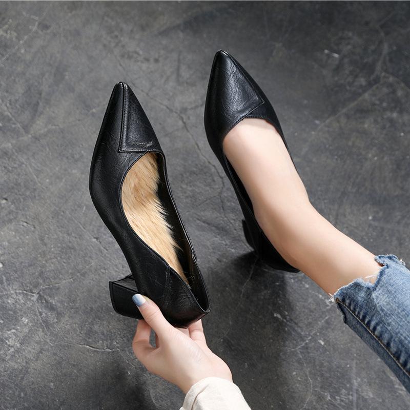 Spring New Pointed High Heels Thick Heels Professional Single Shoes Fashionable All-match High Heels