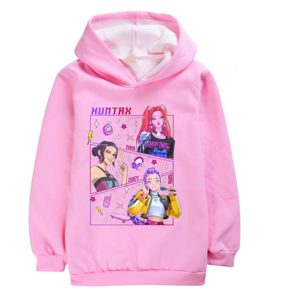 5041 Kpop Руми Зои Мира Принт Детские Толстовки с Длинным Рукавом Бархатная Теплая Зимняя Толстовка для Девочек
