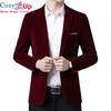Autum Velvet Wedding Dress Coat Mens Blazer Jacket Fashion Casual Suit JacketStage DJ Men's Business Blazers Veste Costume Homme