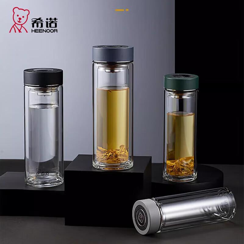 HEENOOR Double-Walled Insulated Glass Tea Infuser Cup