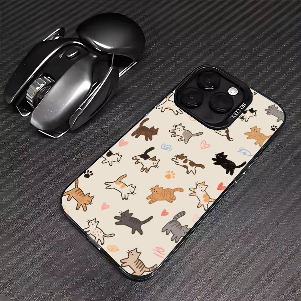 Популярный Чехол для Телефона с Мультяшным Котом и Кофе Для iPhone 17 16 15 14 13 12 11 Pro Max XS Max 7 8 Plus Ударопрочный Силиконовый Матовый Чехол