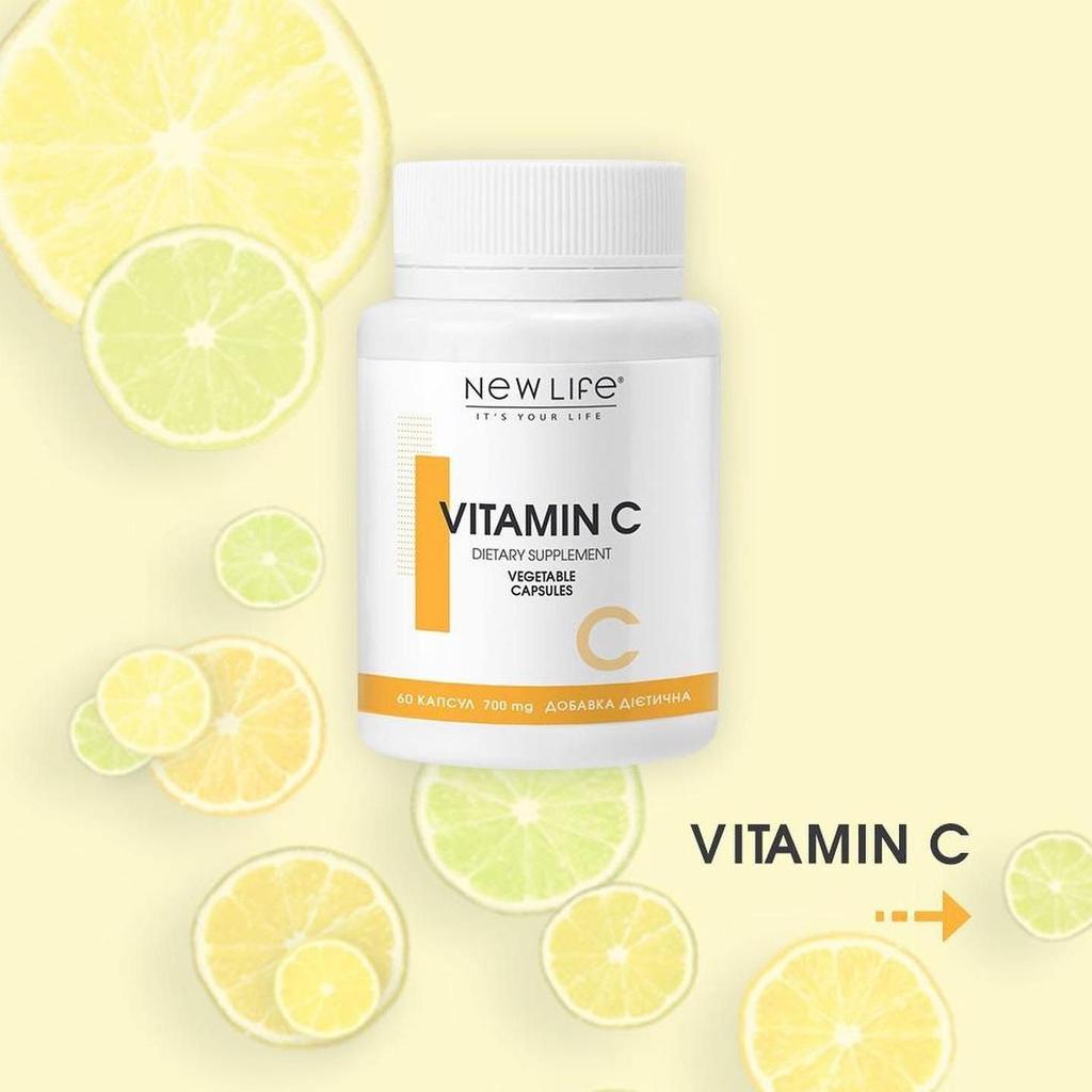 Vitamin C New Life Supplement Dietary 60 Vegetable Capsules
