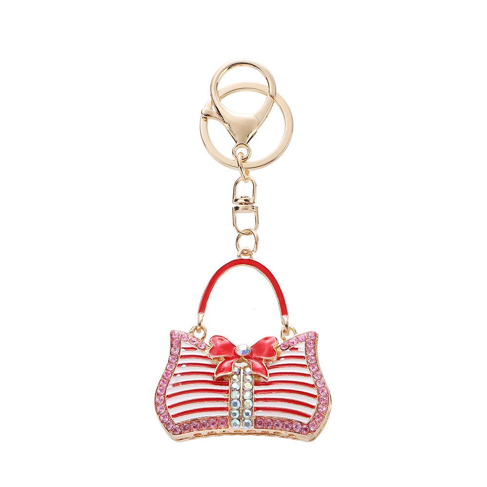 Bow bag pendant, sparkling diamond studded keychain, fashionable, handbag pendant, European and American style