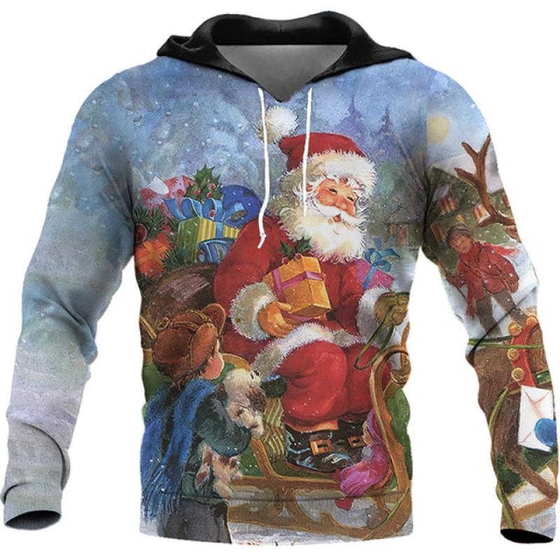 Christmas 3d Printed Sweater Autumn Santa Claus Fashion Shirts For Men Holiday Clothing Hoodies Men Clothing Streetwear