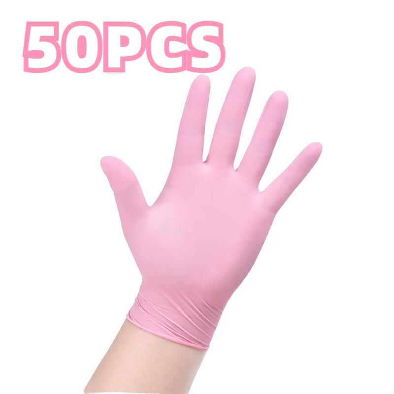 20/50/100PCS Pink Nitrile Gloves Household Cleaning Nitrile Gloves Kitchen Cooking Petcare Beauty Nail Multifunctional Tool